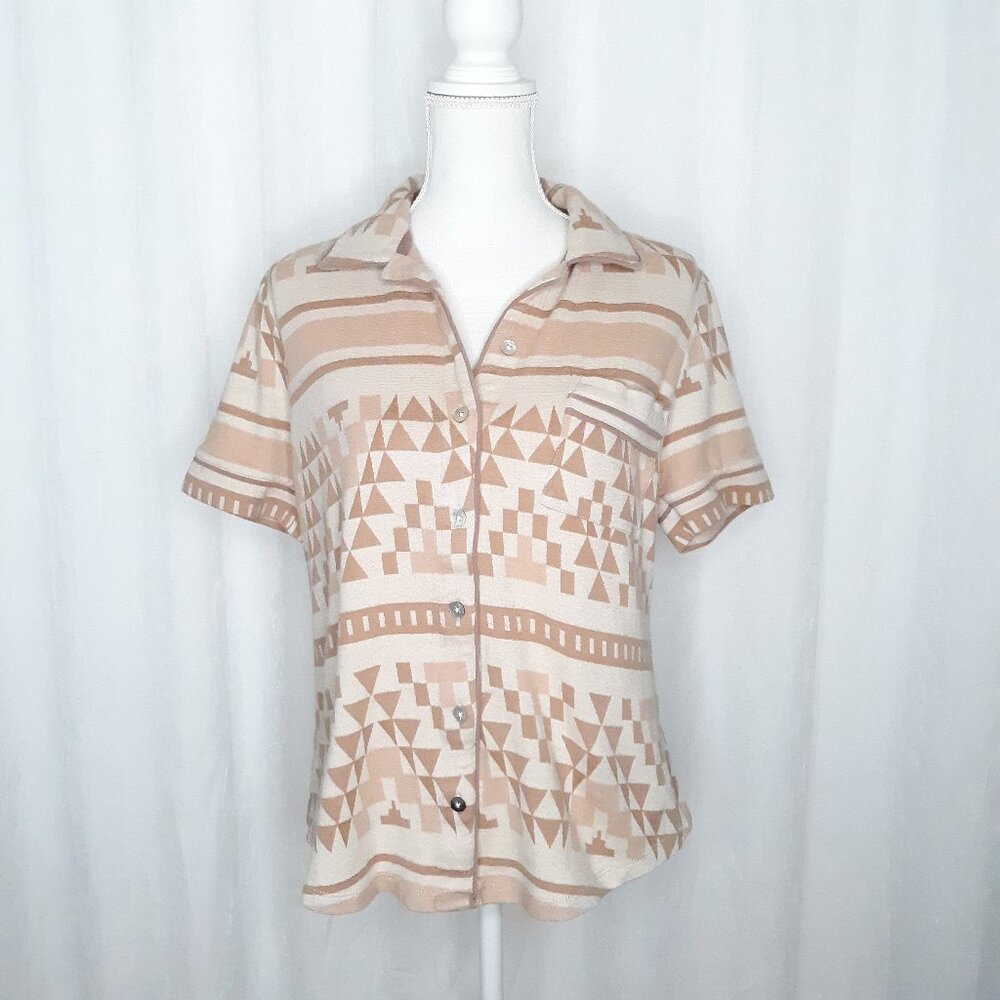FAHERTY Pajama Polo Shirt In Brown Authentic Shell Buttons